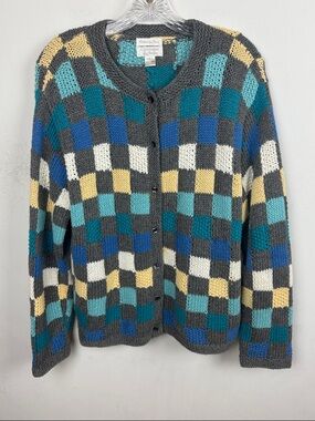Vintage Christopher & Banks Checkerboard Cardigan